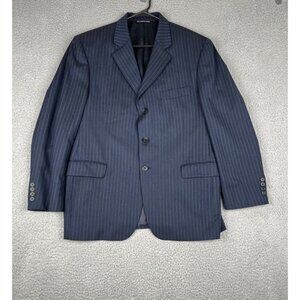 Jack Victor Collection Blazer 42S Men Navy Blue Sport Coat Pin Stripe Dual Vent
